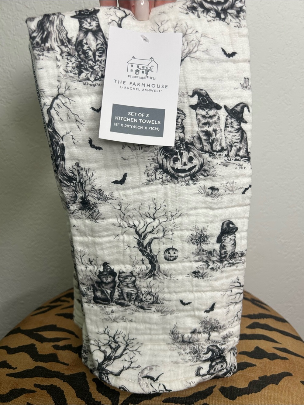 The Farmhouse Rachel Ashwell Set of 3 Halloween Cats Cotton Kitchen Towels